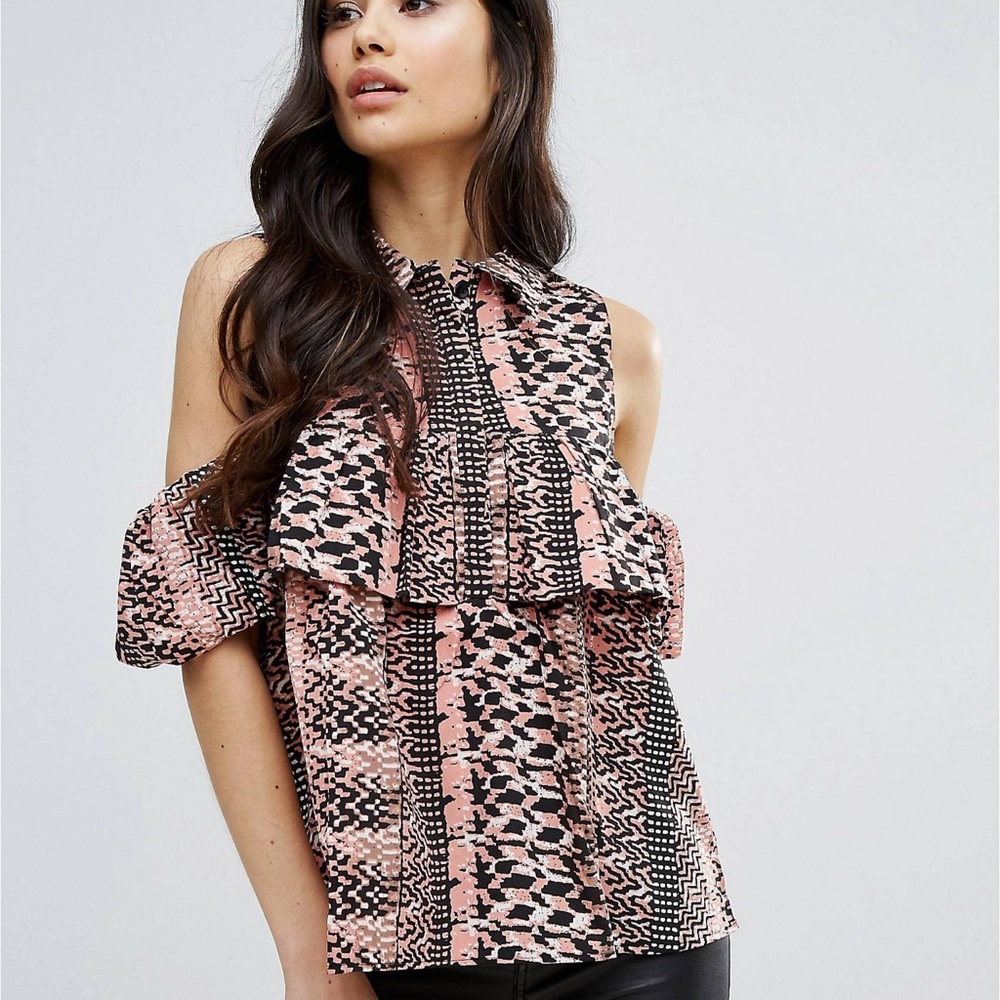 AX Paris Cold Shoulder Frill Blouse